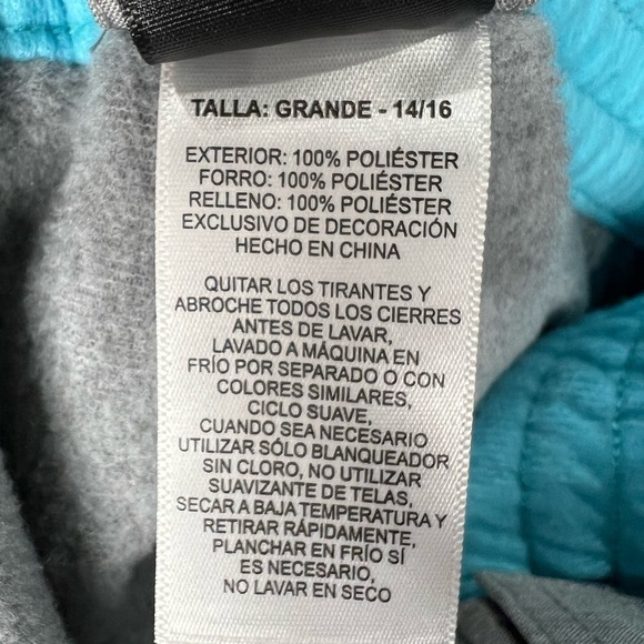 Gerry Girls Gray and Turquoise Insulated Snow Ski Pants w/Suspenders -Sz L 14/16 - Picture 13 of 15